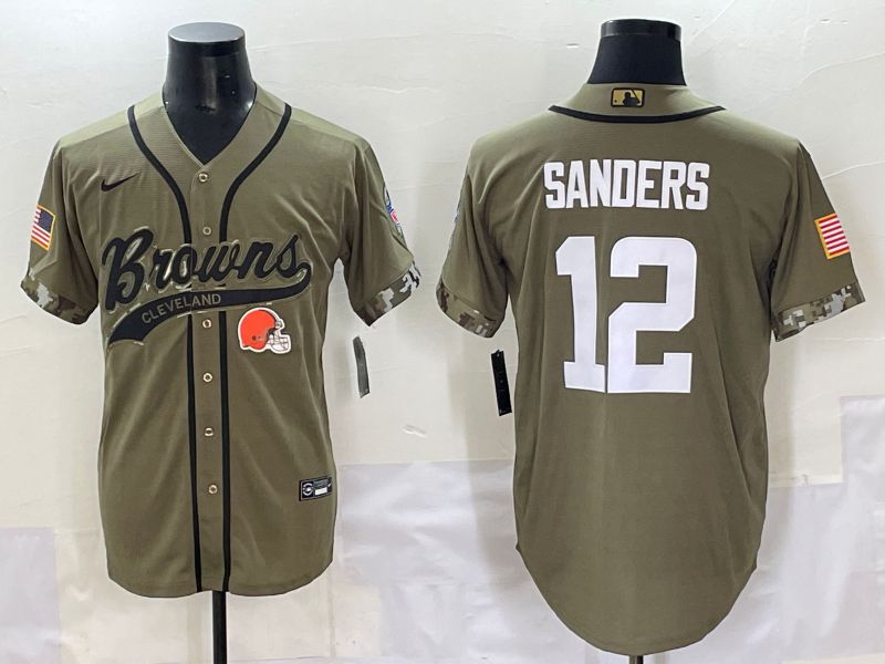 Men 2025 Cleveland Browns 12 Sanders Green Joint Name Nike Limited NFL Jersey style 1